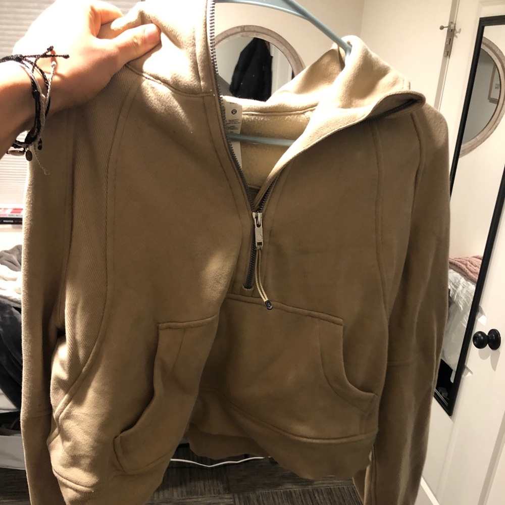 Tan lulu scuba cropped hoodie